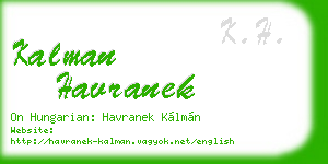 kalman havranek business card